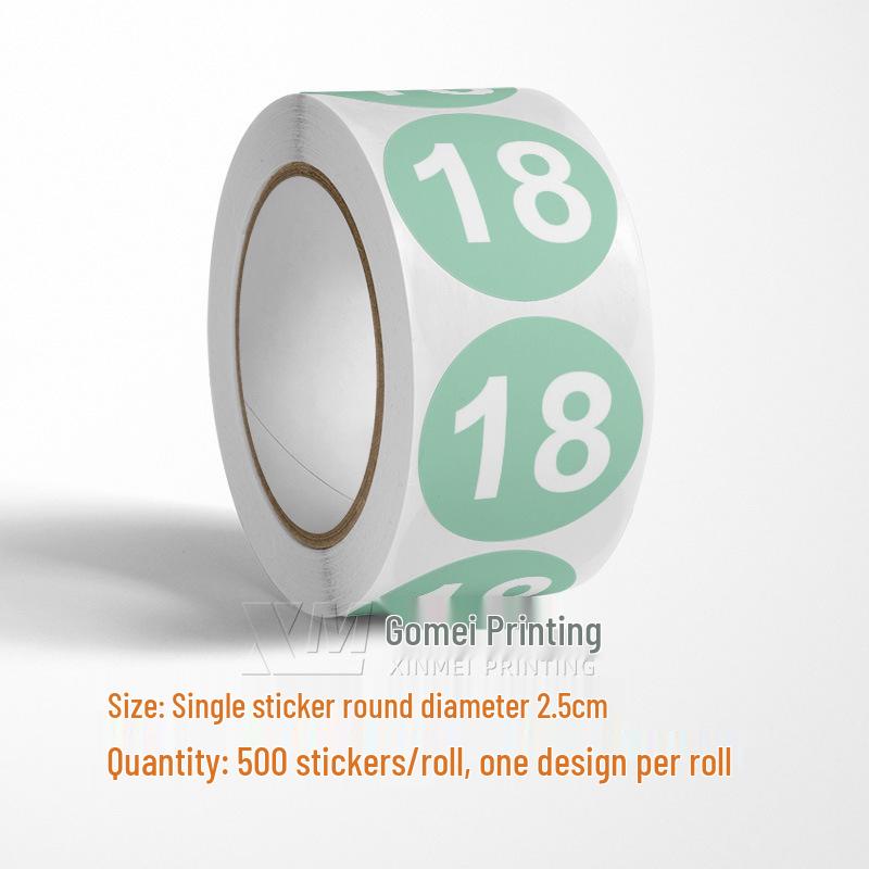 Adesivos Redondos Autoadesivos com Números 1-33 – Rolo de Etiquetas de Identificação Seriada Coloridas