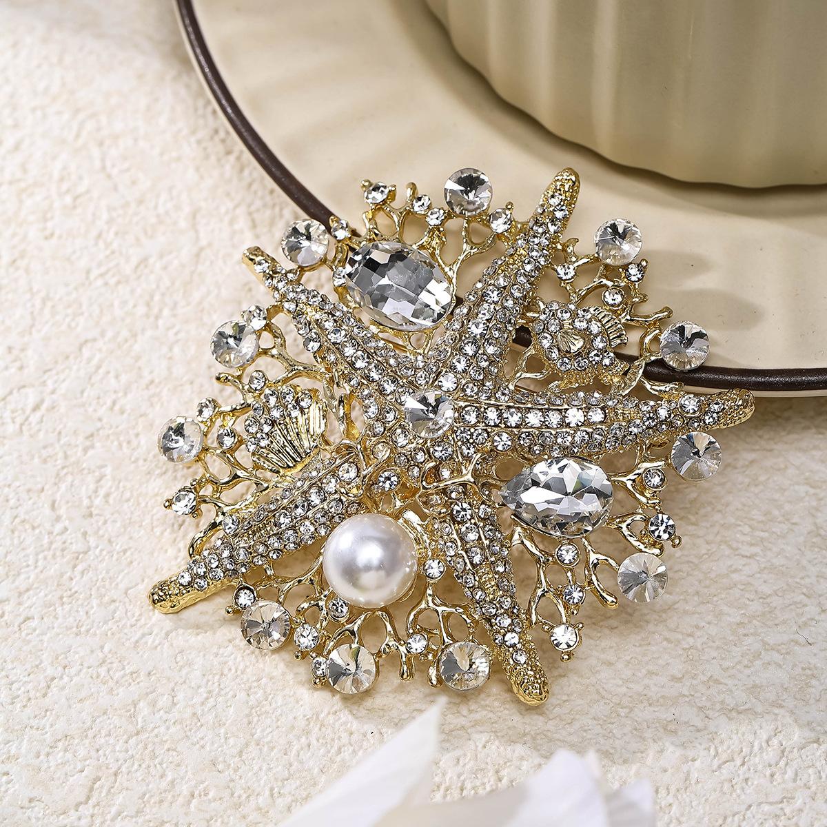 

Брошь в виде морской звезды со стразами для женщин, унисекс, винтажные булавки, украшение для рюкзака на вечеринку, одежда, аксессуары