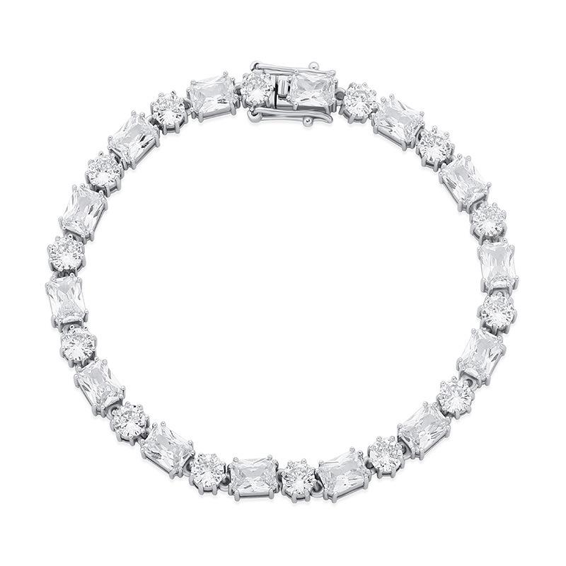 Unisex Hip Hop 6mm Zircon Tennis Bracelet: Round & Square Gradual Zircon Design