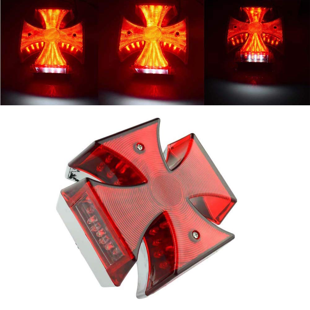 Geafos Cross Tail Light Normal Bulb Tail Light Iron Cross Tail Lamp Cross Cross