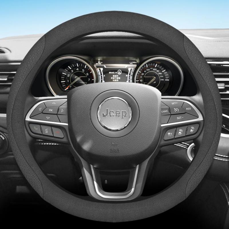 Leather Car Steering Wheel Cover for Jeep Grand Cherokee Wrangler Compass Avenger Renegade 2012 - 2023 2024 2025 Accessories