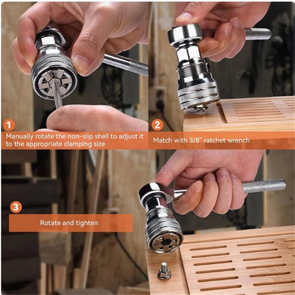 Universal Electric Wrench Sleeve Converter Fits Adjustable Inner Hexagonal Easy Installation For Standard 3/8-3/4'' 10 To 19mm