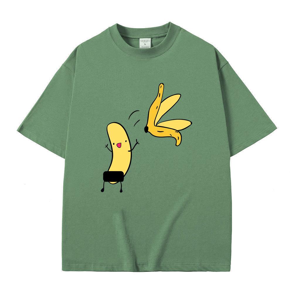 Banana Naked Funny Meme T Shirt Unisex Women Casual Cartoon Humor T-shirt Unisex's 100% Cotton Vintage Oversized Short Sleeve T-shirts