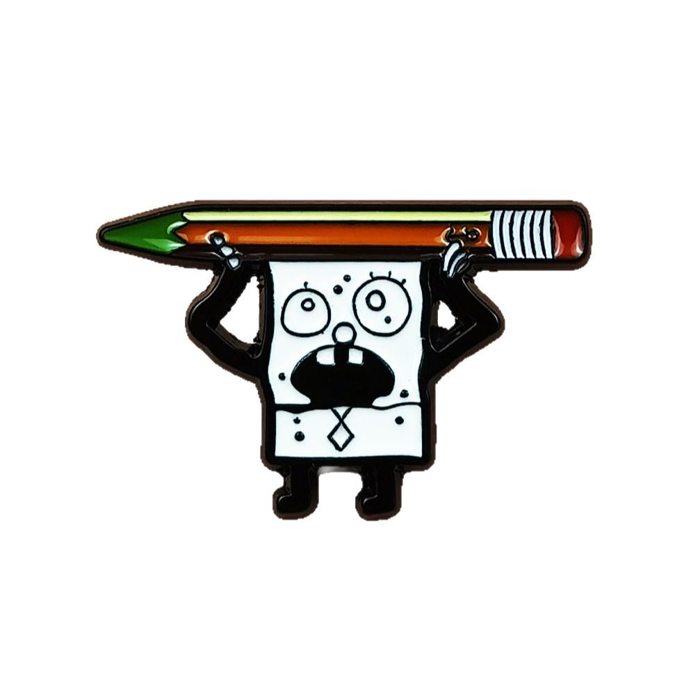 SpongeBob Cartoon Pencil-Shaped Pin Badge for Student Bags