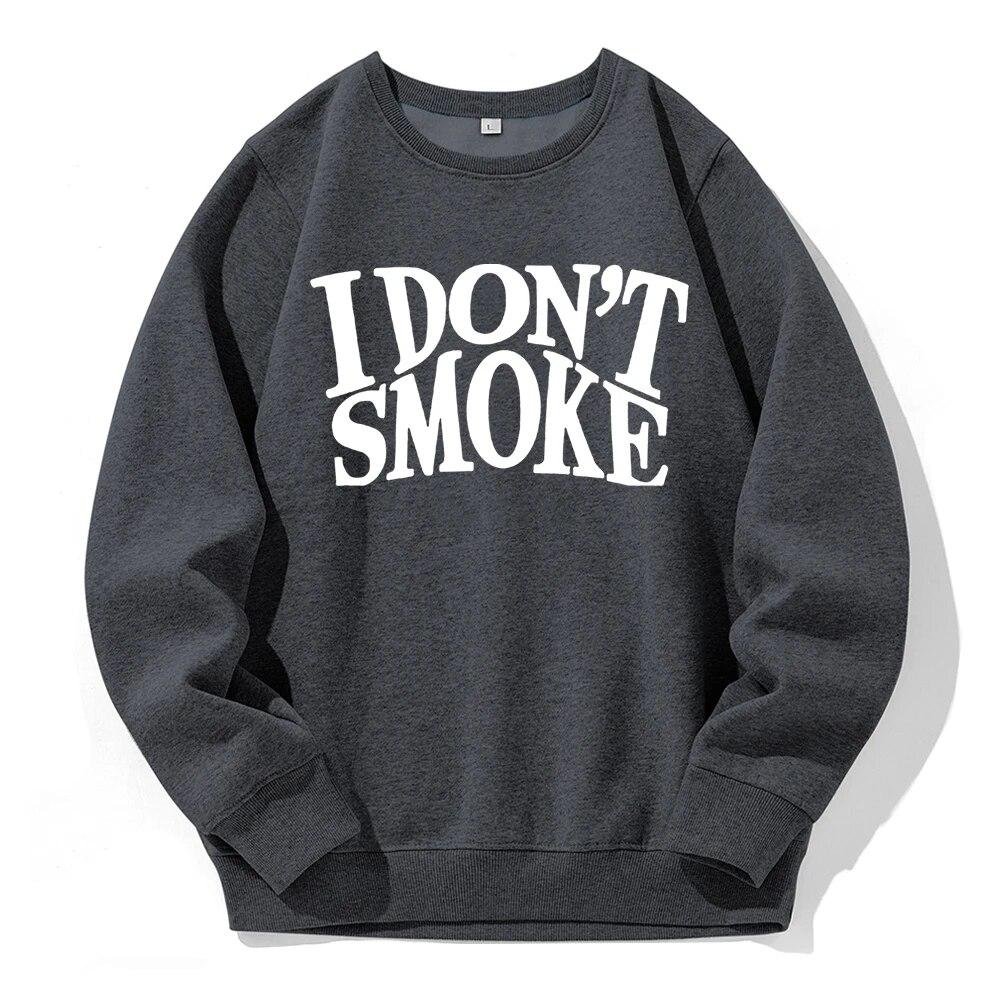 I Don't Smoke Potisk Mikina Unisex Fleece s kapucí Pohodlné Teplé Mikina Street Sport Móda Basic All Match Daily Mikiny