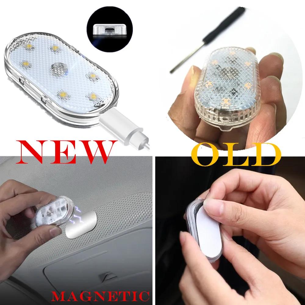 2PCS Car Roof Magnets Reading Lamp Touch LED Indoor Car Lighting Ceiling Lamp Magnet USB Car Interior Light Mini LED Light