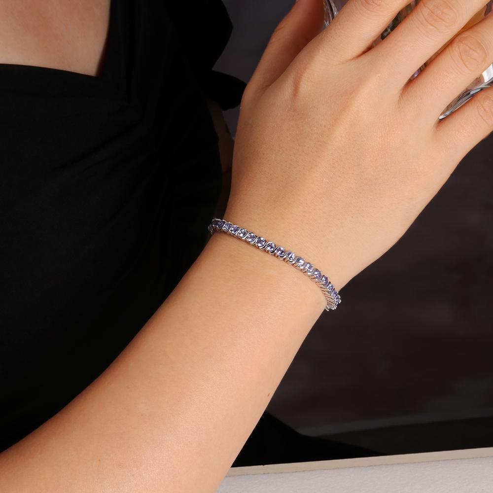 Luxury Rare Gemstone Natural Blue Tanzanite Twist Design Bracelet S925 Silver Fine Jewelry Women Anniversary & Engagement Gift