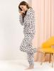 Allegra K Women's Fluffy Flannel Pajamas, Winter Loungewear, Long Sleeve Top and Bottom Set, Leopard Print, Size M