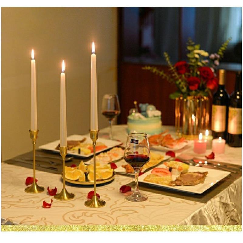 Candlestick Three Piece Set Copper Metal Cone Candlestick Retro Decoration Home Dining Table Centerpiece Wedding Gift Ornament