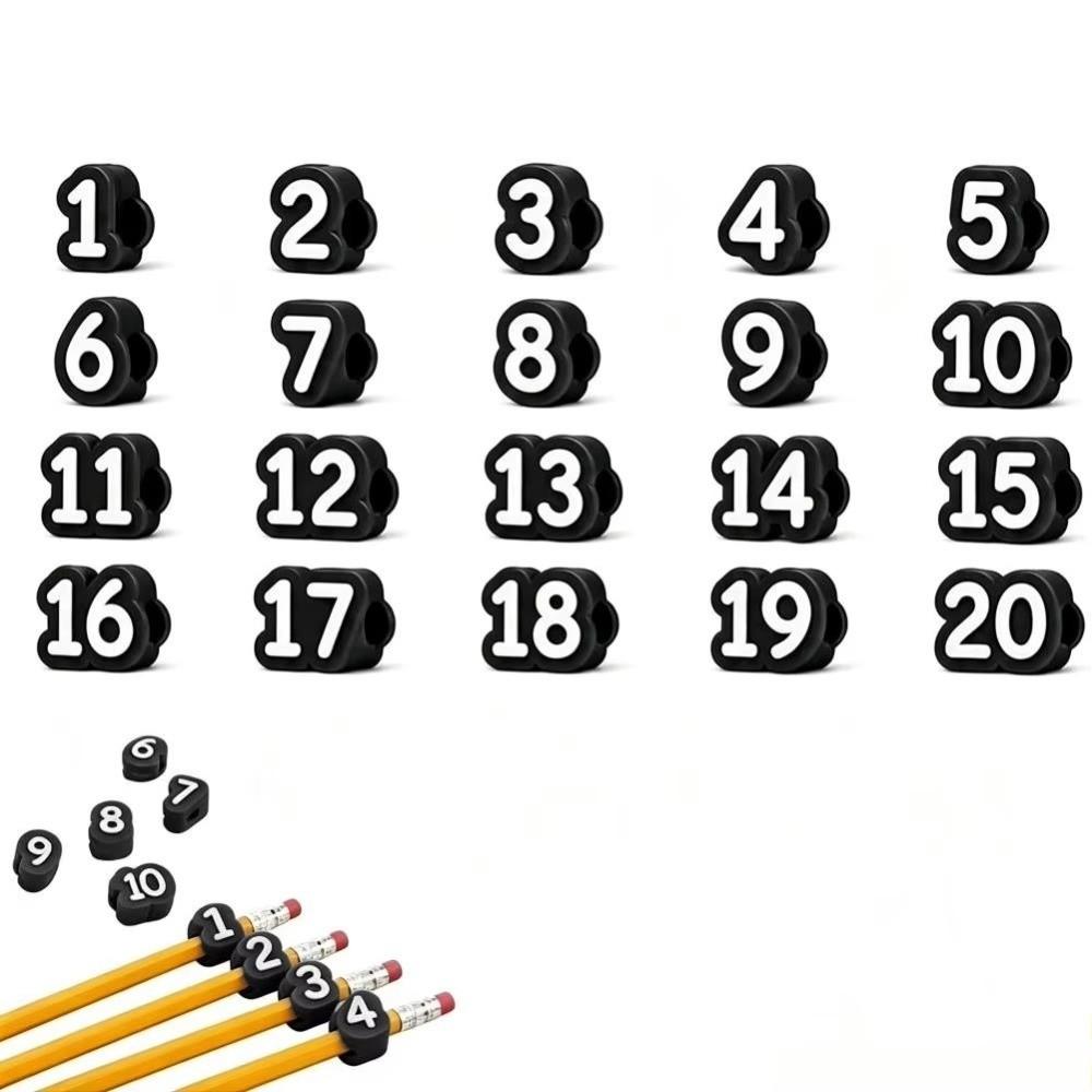 50pcs Reusable Numbered Pencil Toppers Soft Numbered Pencil Caps  Students Teachers Organization