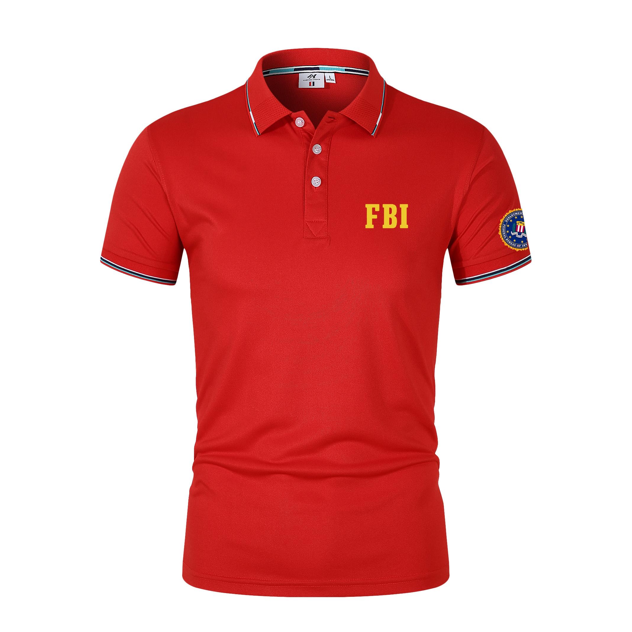 Мужская летняя повседневная дышащая рубашка-поло FBI XL красный