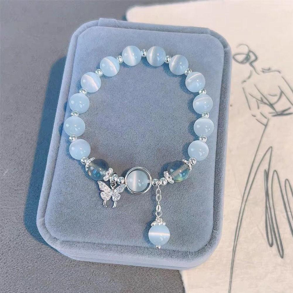 Butterfly Bracelet Women Cat\'s Eye Blue Daily Free Size