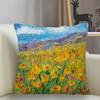 Bedroom Living Room Home Decor Cushion Cover Poppy Flower Pattern Pillowcase Square