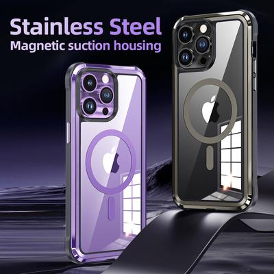 Phone Case For Iphone 14 With Magsafe Magnetic Wireless Charging Aluminium Magnet Shockproof Cover For Iphone 14 Pro Max Fundas