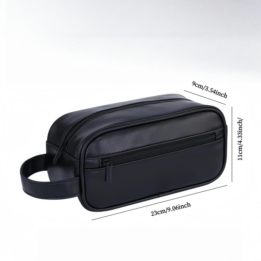 Men's Storage Bag Organizer Travel Business Trip Outdoor Toiletry Bag PU Portable Handheld Cosmetic Bag Large Capacity