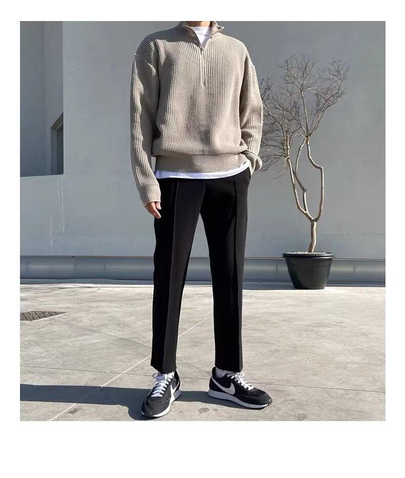 Men's Trendy Half-Zip Stand Collar Cardigan Sweater