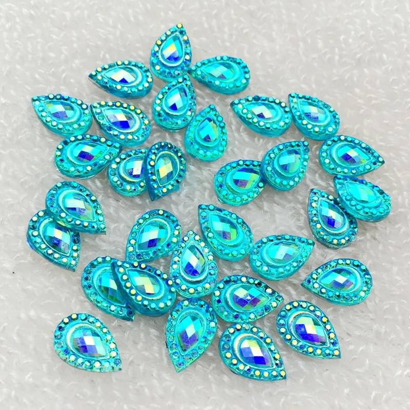 

Сделай сам 100 шт. 8*12 мм Капля AB Плоская задняя часть страз Камень Кристалл для свадебного украшения Аксессуары для одежды пуговицы -A48 синий