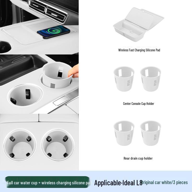 Li Auto L6-L9 Silicone Package: Console Cup Holder & Wireless Charging Pad Interior Mod