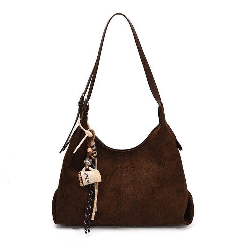 Stylish Suede Retro One-Shoulder Tote: Versatile Large-Capacity Commuter Bag