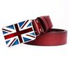 British Flag Pattern Fashion Belts Cowskin Genuine Leather Metal Buckle Union Jack Jeans Waistband Trousers
