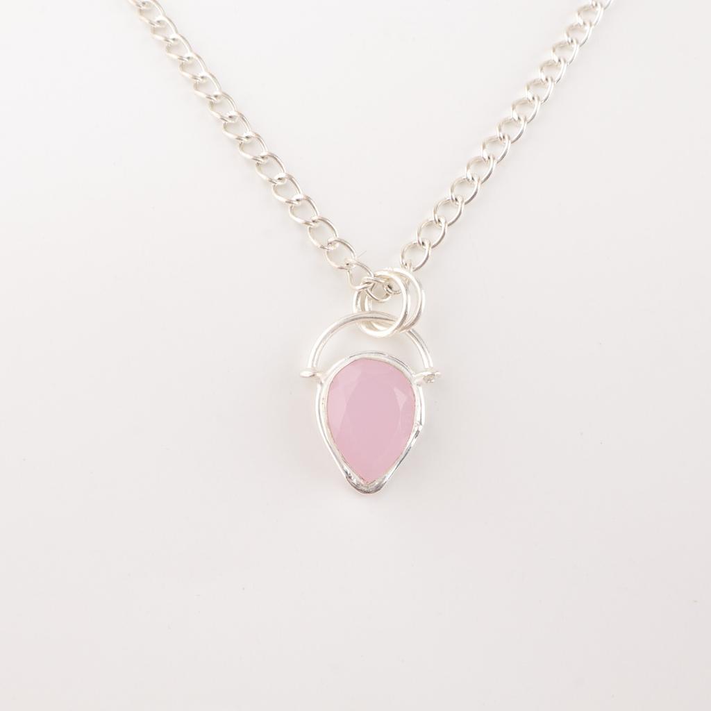 Rare Rose Chalcedony Gemstone 925 Sterling Silver Jewelry Pendant 1.01" For Gift PP-56-19