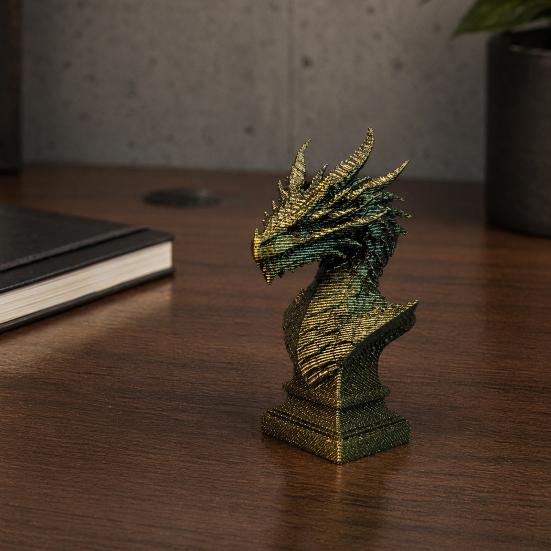 3D Printed Ancient Dragon Bust Sculpture, Realistic Scales & Spikes, One-piece Molding Decor with Multiple Colors, Compact Ornament for Living Room