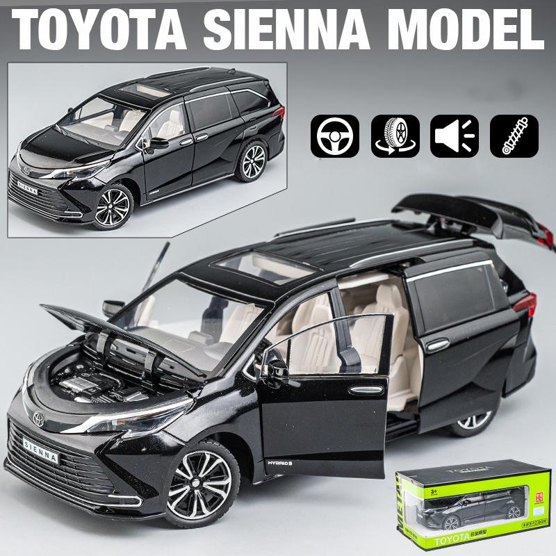 

1/24 масштаб Sienna MPV, литая под давлением модель автомобиля, игрушечный автомобиль с откатным механизмом, звуком и светом для детей, коллекция подарков для мальчиков и девочек 1/24- 21x8x7.4 cm чёрный