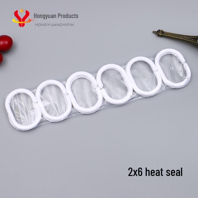 Porcelain White PP Plastic Shower Curtain Hooks - C-shaped Pack of 12