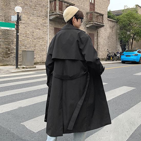 Abrigo de Invierno para Hombre Doble Botonadura Mangas Largas Solapa Color Sólido Botones Mantente a la Moda Holgado Ropa de Abrigo Longitud Media Gabardina para Hombre para la Calle