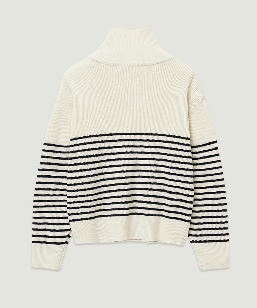 LMOOD Antwerp Stripe Ld Zip-Up Pullover Knit Ivory