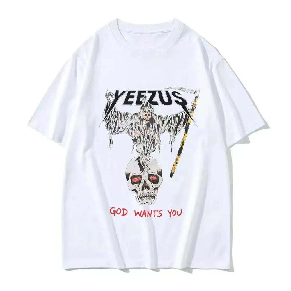Kanye West Yeezus God Wants You Oversized T-Shirt Comfort Top 100% Cotton Women's Summer T-Shirt Fashion Trend T-Shirt 61734
