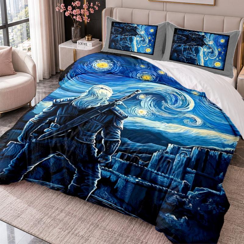 Geralt 3Pcs Bedding Set Duvet Cover With Two Pillowcases For Bedroom Home Decoration