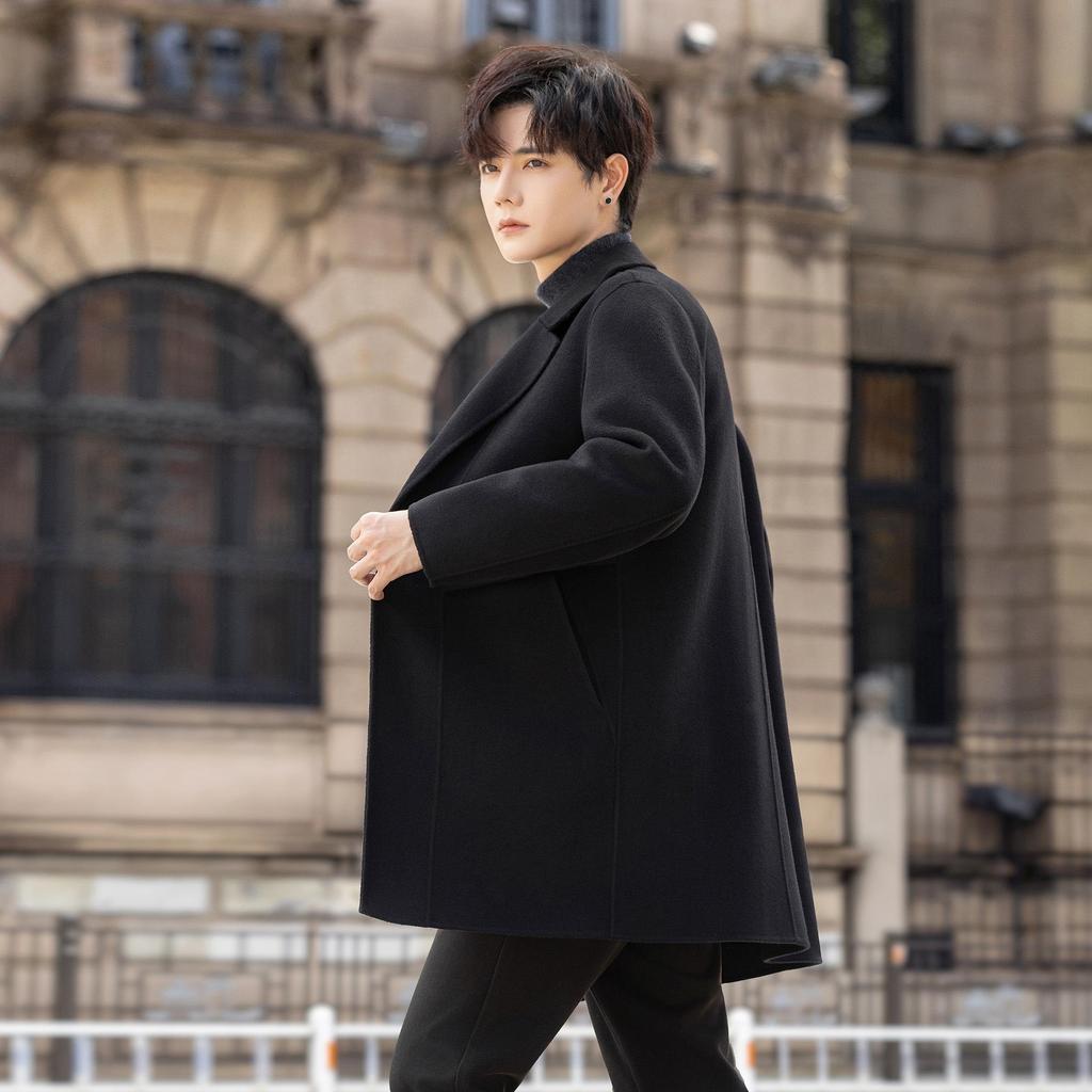 Men's AZ6645 Double-Sided Wool Coat, Mid-Length Korean Style, High-End Suit Jacket for Autumn/Winter 2025