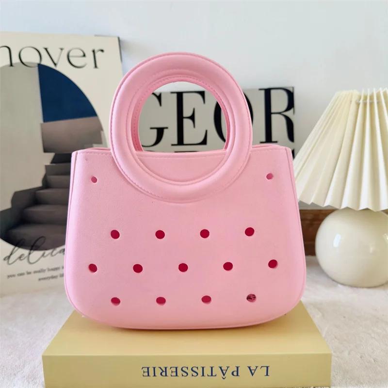 Women Summer Beach Bag Summer EVA DIY Waterproof Beach Basket Picnic Outdoor Travel Tote Handbag For Swimming Vacation Shopping