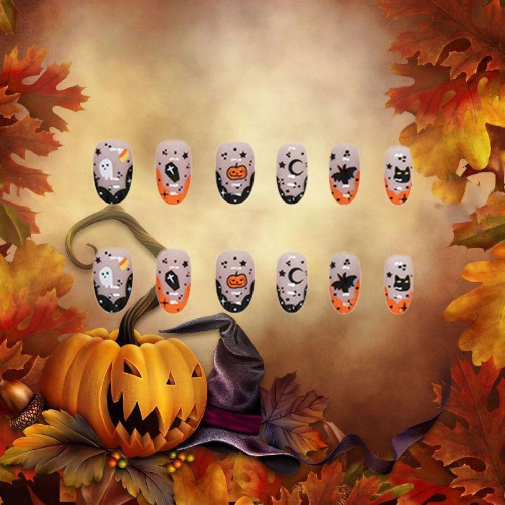 Festive Atmosphere Halloween Fake Nails Visual Impact Handmade Wear Nail  Cosplay