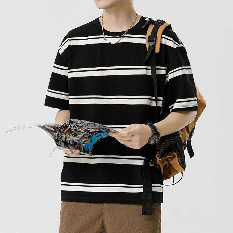 Kunhai Pengyun Men's Casual Sailor Striped Short Sleeve T-shirt