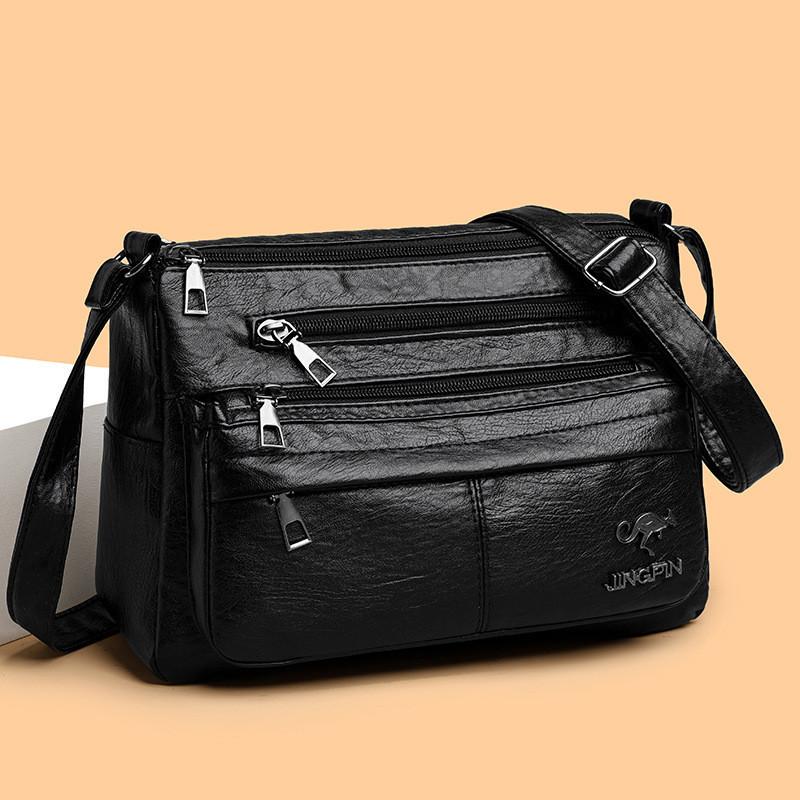 Chic Street Style Medium Square Bag Soft Pu Leather With Mobile Phone Pocket