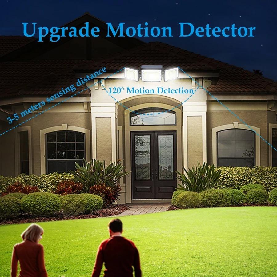 Solar Outdoor Light 368 LED Solar Security Flood Lighting with 3 Modes Adjustable Lighting Head for Garage Garden Yard Fence