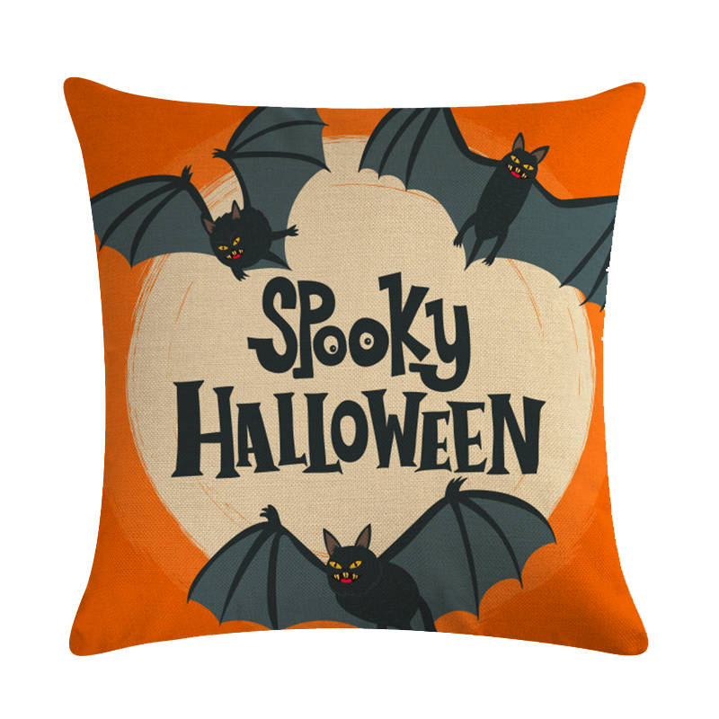 Home Decoration Pumpkin Cat Witch Halloween Happy Printing Poly Pillow Pillow Case Funda De Almohada