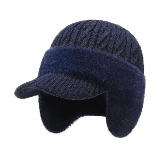 

Мужская шапка Влагоотводящая Дышащая Теплая шапка с флисовой подкладкой Однотонная Защита ушей Вязаная шапка Для улицы Бег Велоспорт Рыбалка Зимняя шапка темно-синий