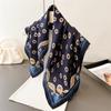 2026 Fashion Herringbone Cotton Hemp Small Square Scarf Silk Imitation Velvet Headscarf Shawl Sunscreen Women's