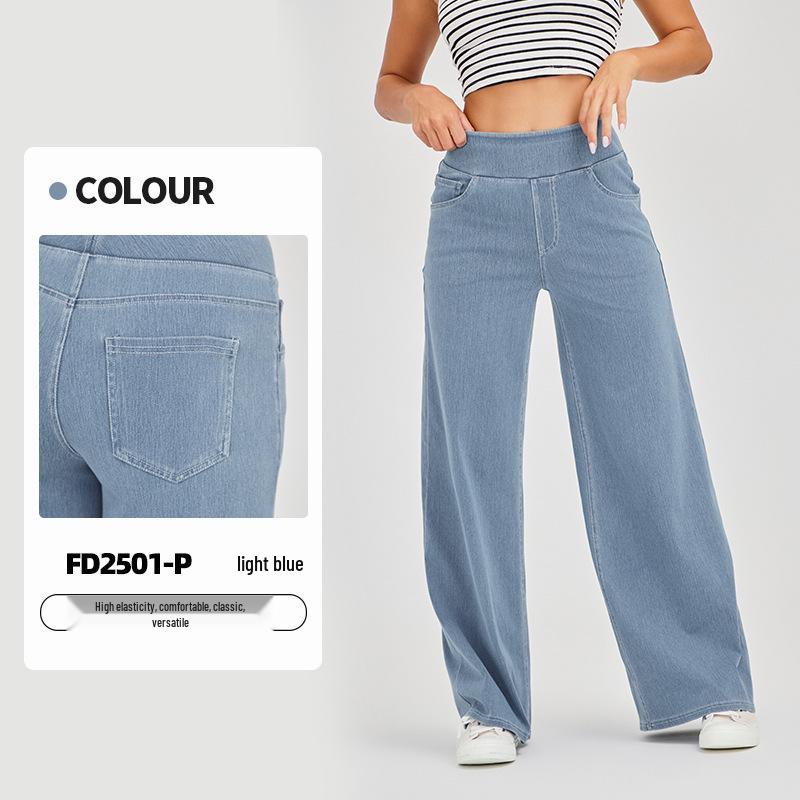 

Women s Retro High-Waisted Wide-Leg Denim Yoga Pants - Slim-Fit, Stretch, Pockets, Casual Loose Fit S