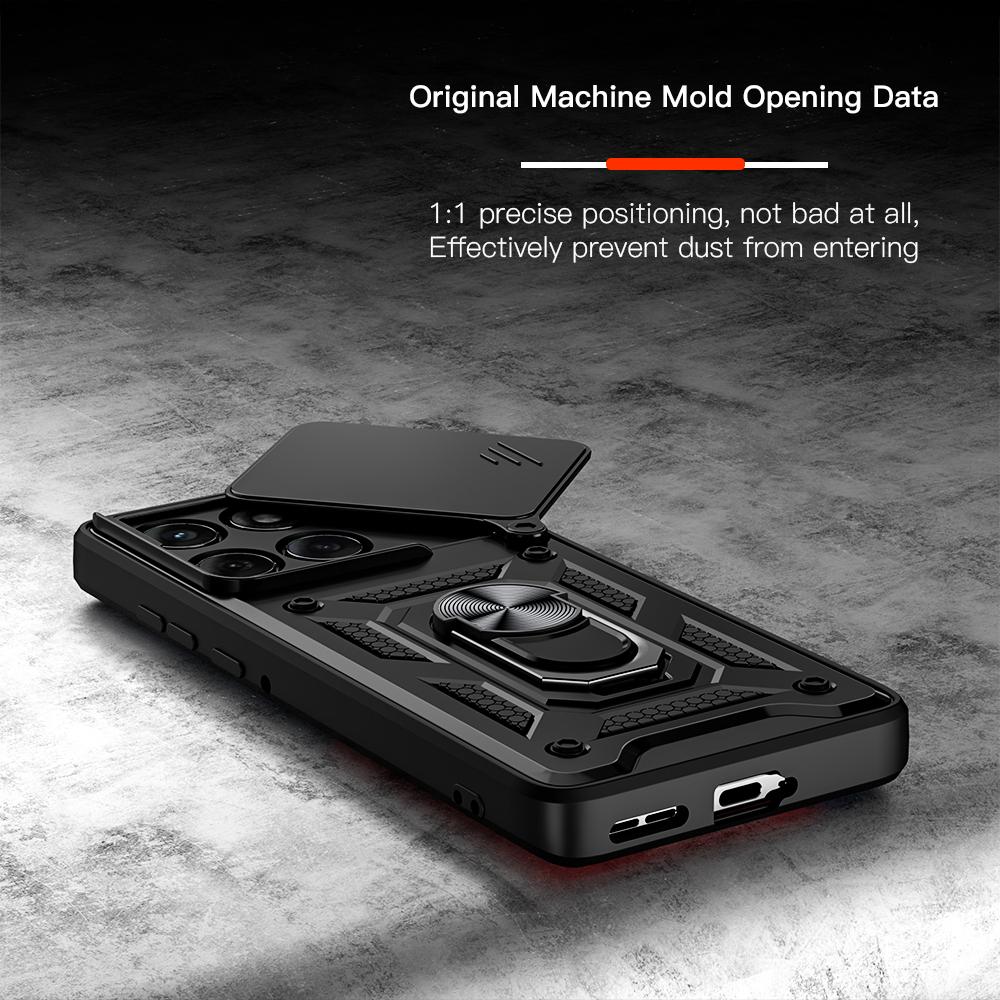 KEYSION Shockproof Case for Motorola Edge 60 Fusion 5G Slide Camera Protection Ring Stand Phone Cover for MOTO Edge 60 Fusion 5G