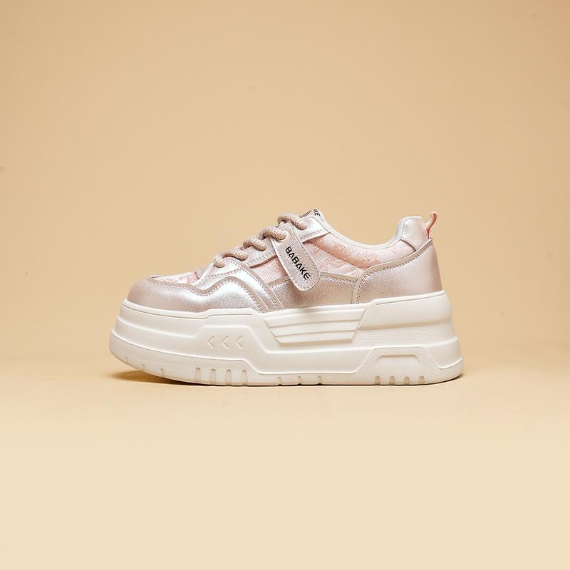 

Guofeng women s shoes 2025 spring new new Chinese-style little white shoes embroidered versatile muffin platform casual heightening board shoes 35 розовый