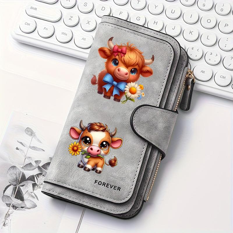 Scottish Highland Cow Women's Long Wallet Multi-functional with Portable Snap Closure Coin Purse Ideal Gift for Cat Lovers Daily Use Fun Design