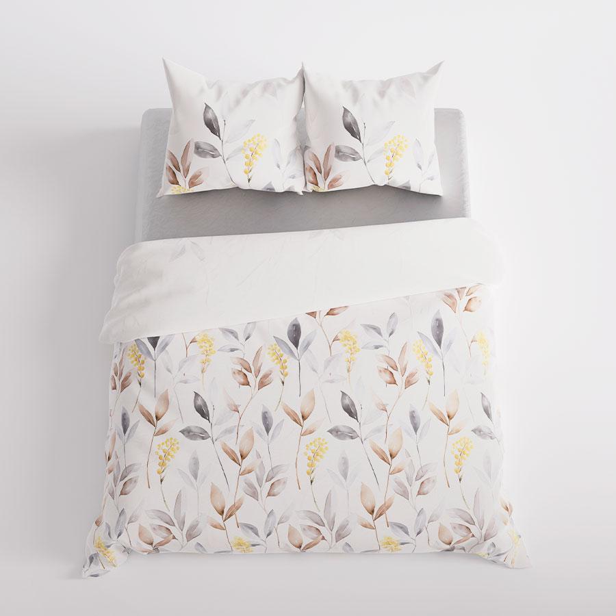 ZARIA Bedding Set 160x200 Cm - Satin Cotton, Delicate Floral Pattern