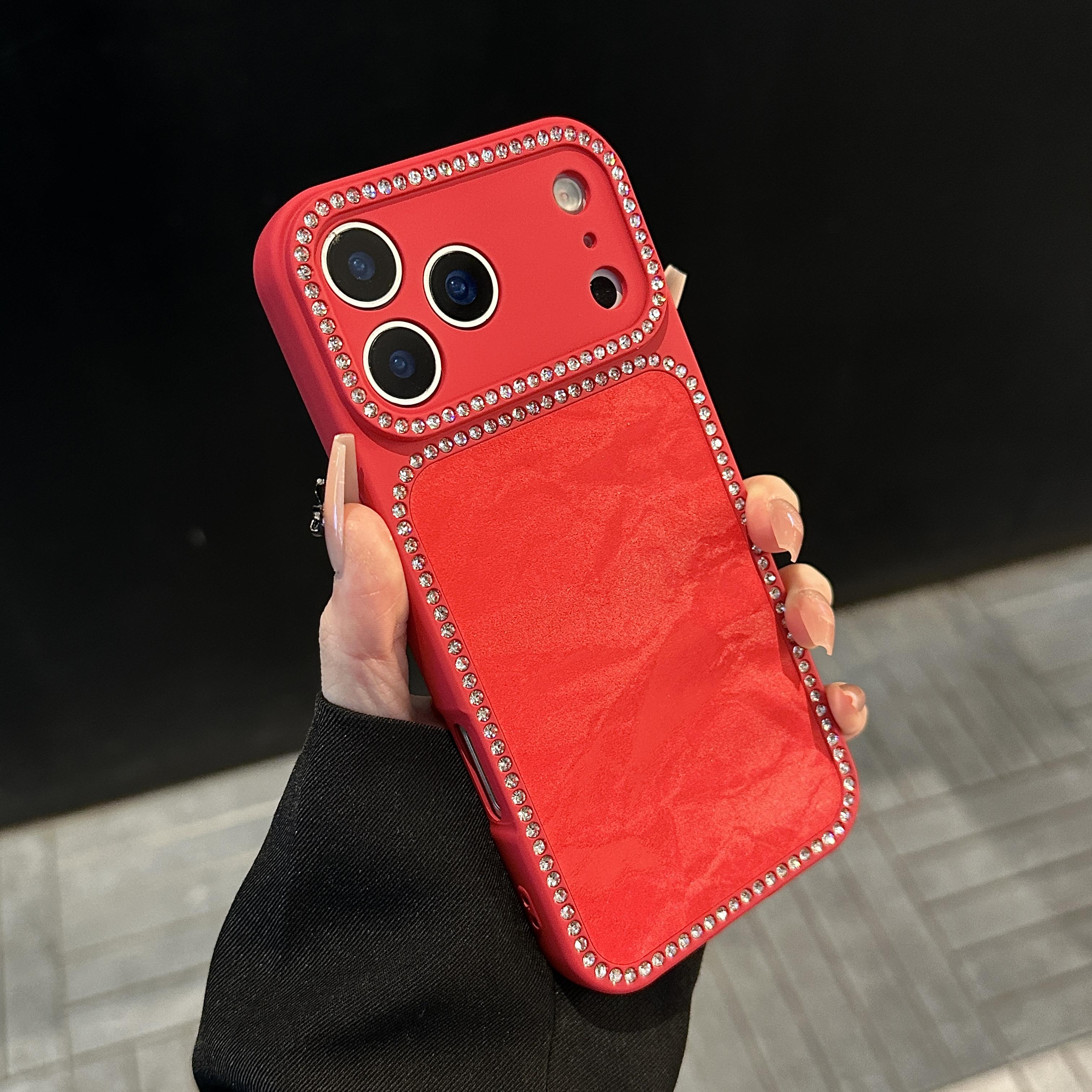 

Diamond Large Window Case For iPhone Air 17 16 15 14 13 Pro Max Snow Mountain Velvet Shockproof Matte Bumper Hard Cover iPhone 15