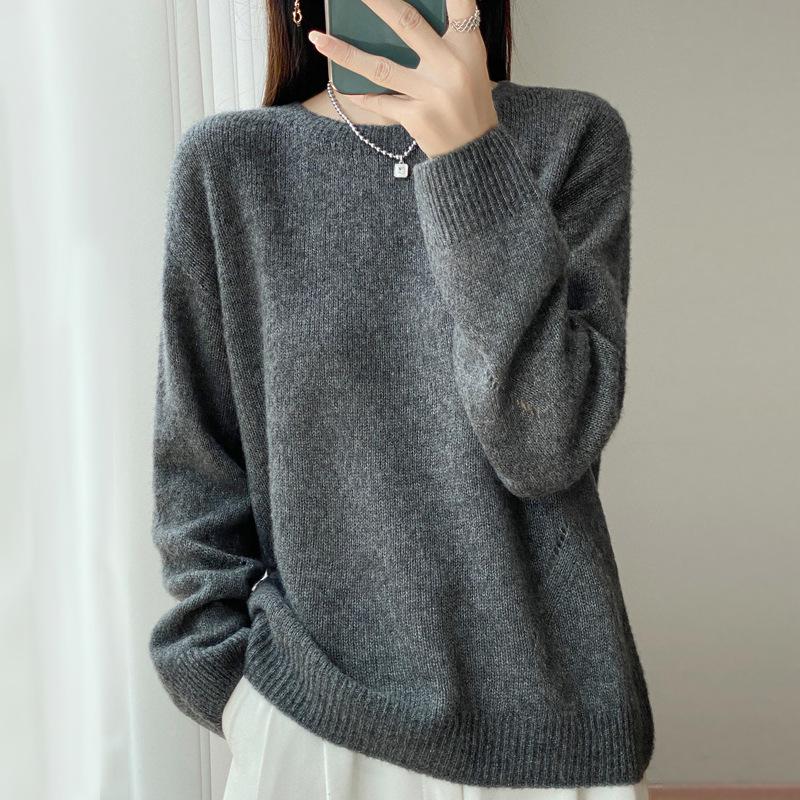 Korean Tencel Wool Knit Women's Round Neck Sweater - Autumn/Winter Fashion