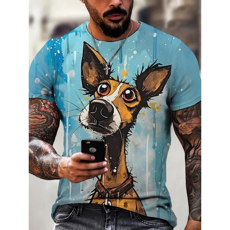 New Men's Summer Personalized Creative Horse Pattern Fashionable Comfortable Loose Large Round Neck Short Sleeve T-shirt