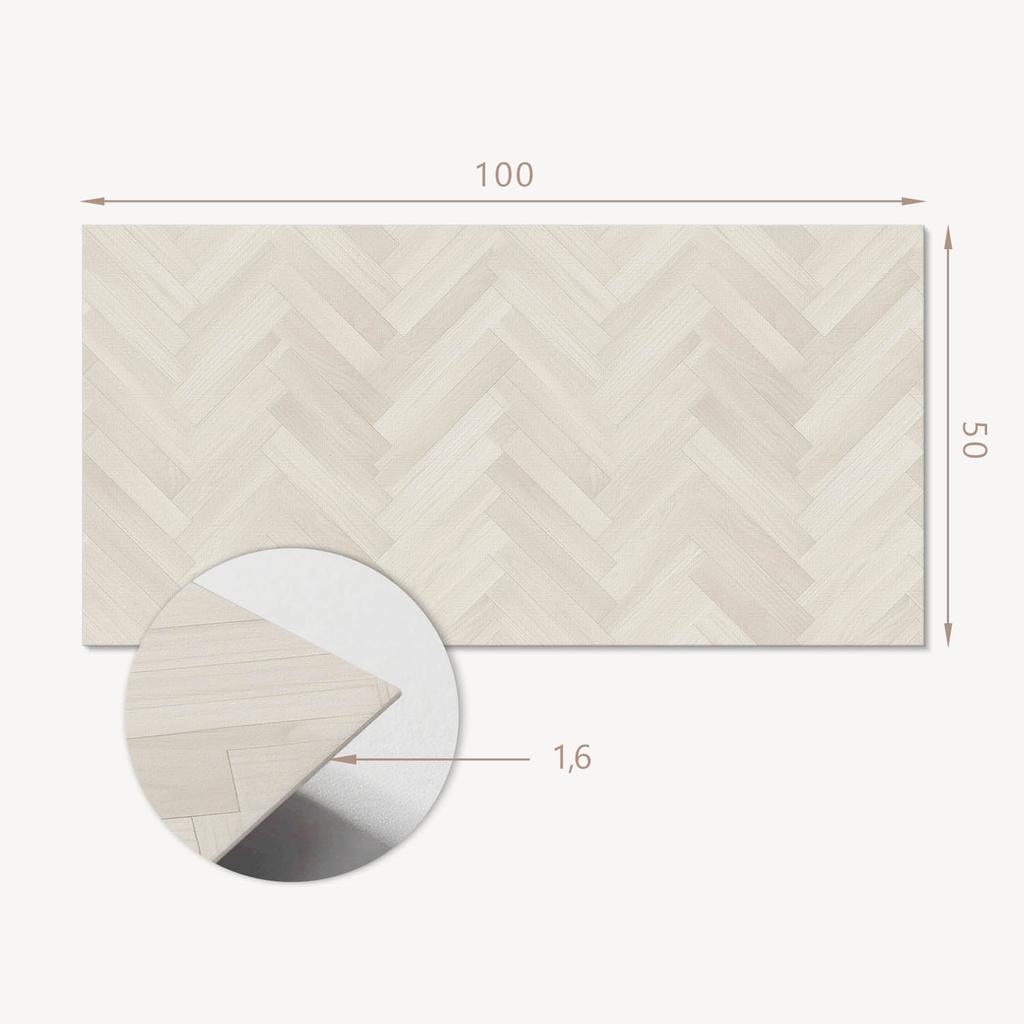 PVC Panel With Motif Easy Decoration For Dining Room 100x50 cm Herringbone Pattern in Wood